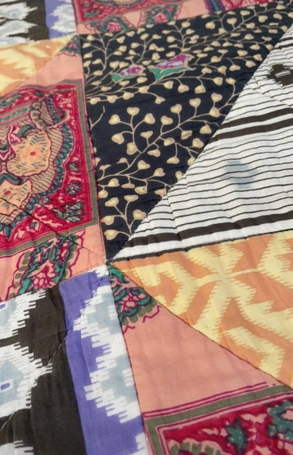 Ikat cotton patchwork plaid