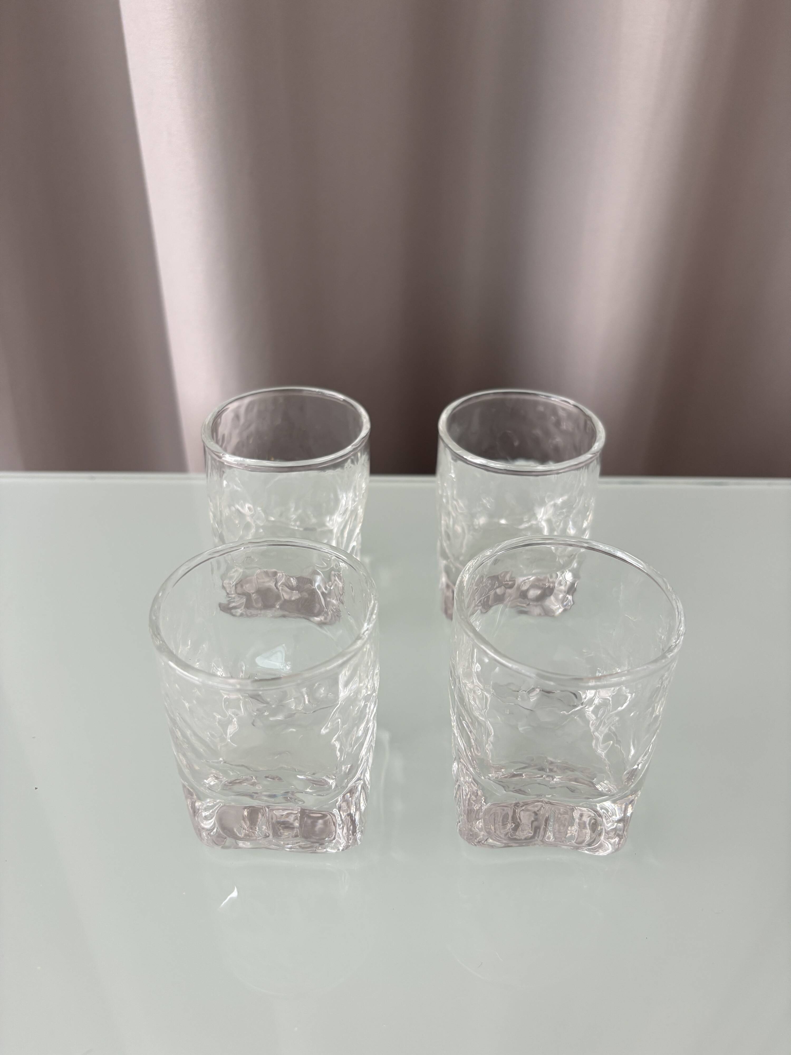 Set of 4 Vintage Brutalist Textured Shot Glasses
