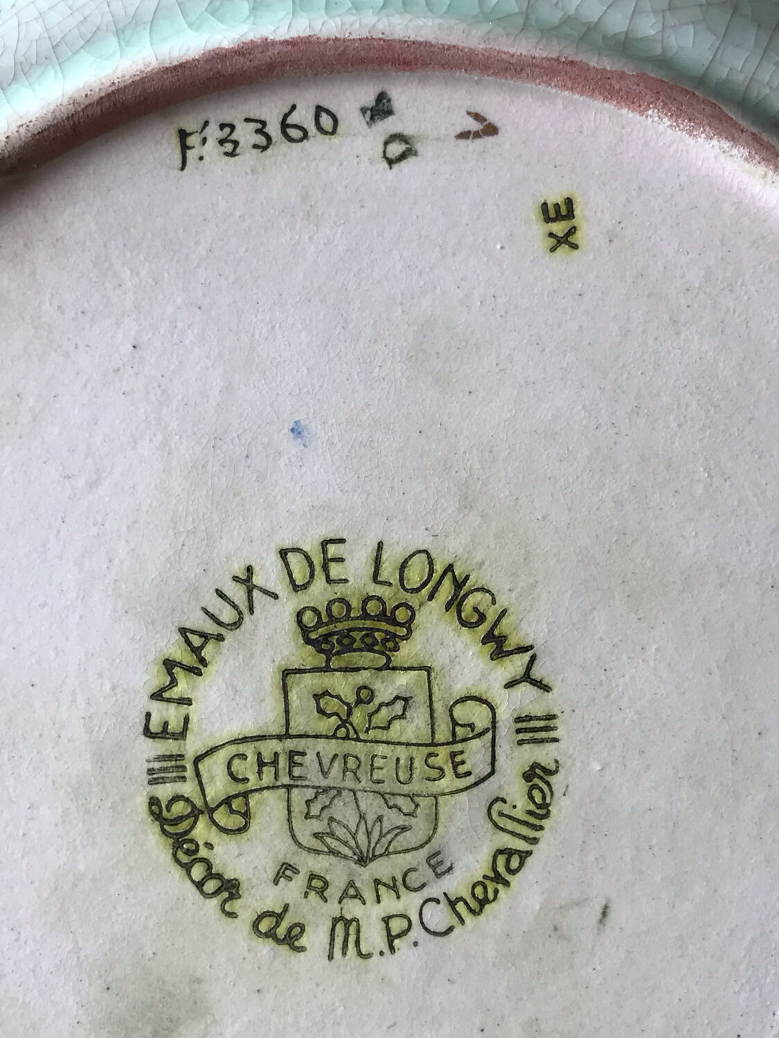 Plat à gâteau Longwy Chevreuse émaux MP Chevallier
