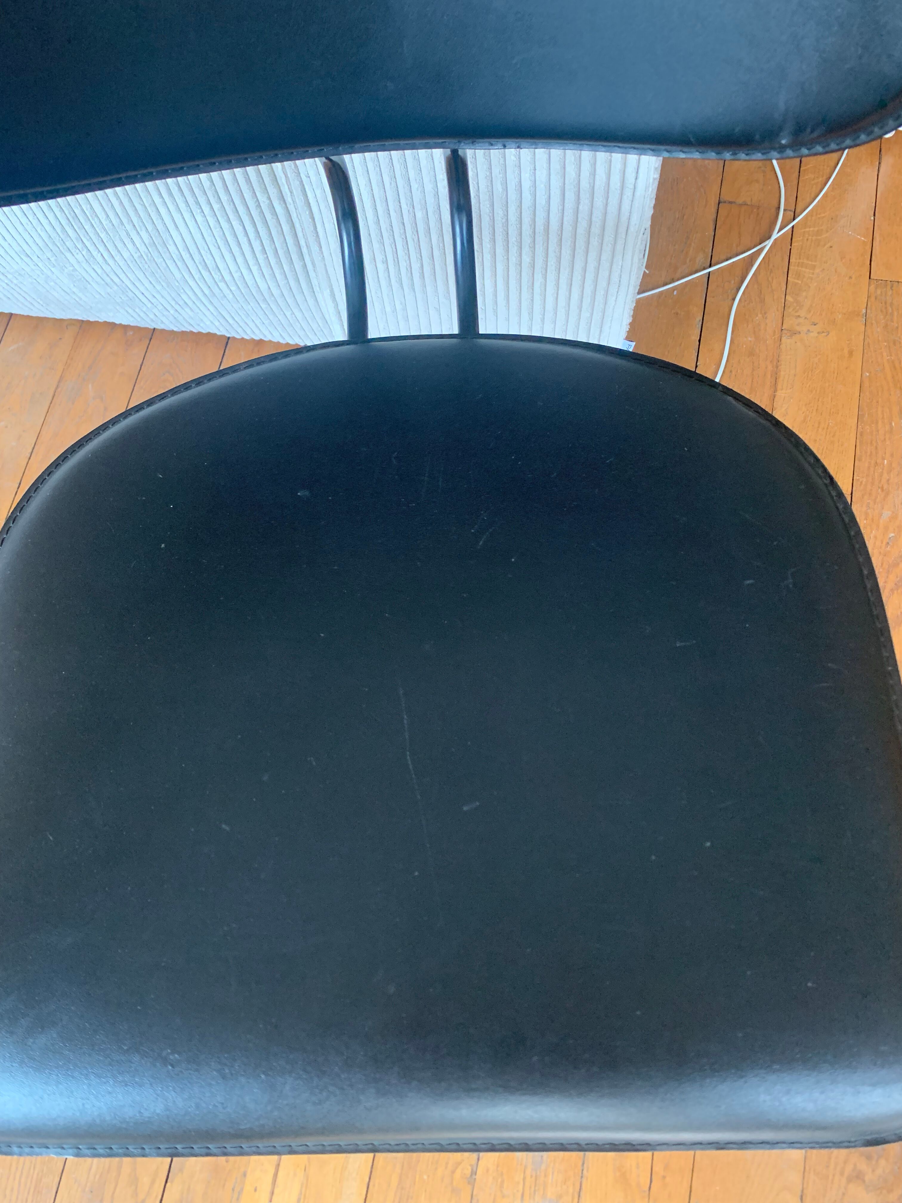 Armchair in black aluminum and leather by Effezeta, 1970