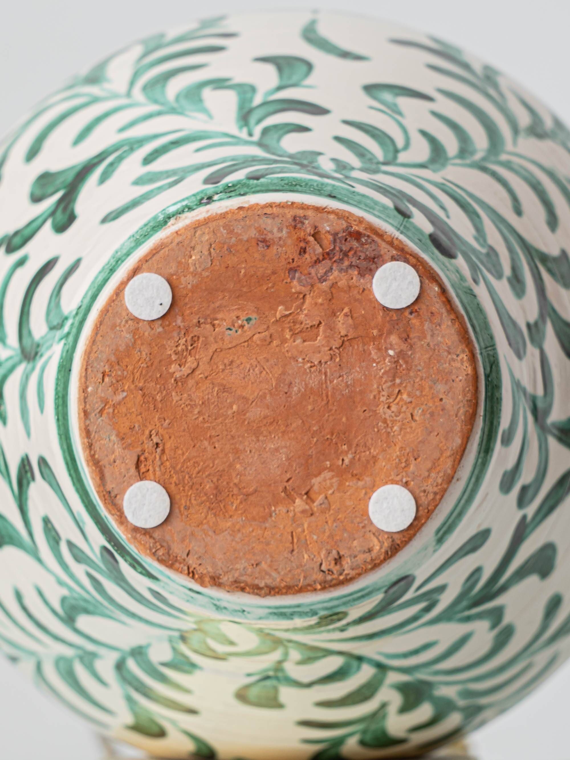 Spanish Revival Ceramic Table Lamp Pair from Granada, New Linen Lampshades