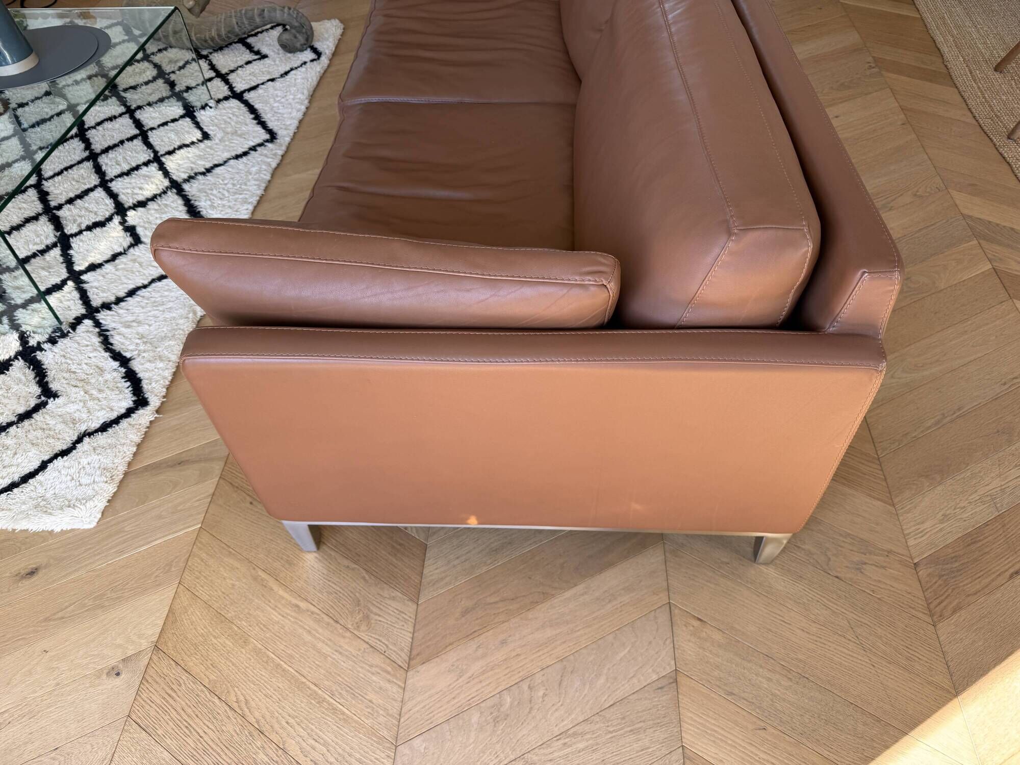 Duvivier Centquatre 3-seater sofa in camel leather — 213 cm