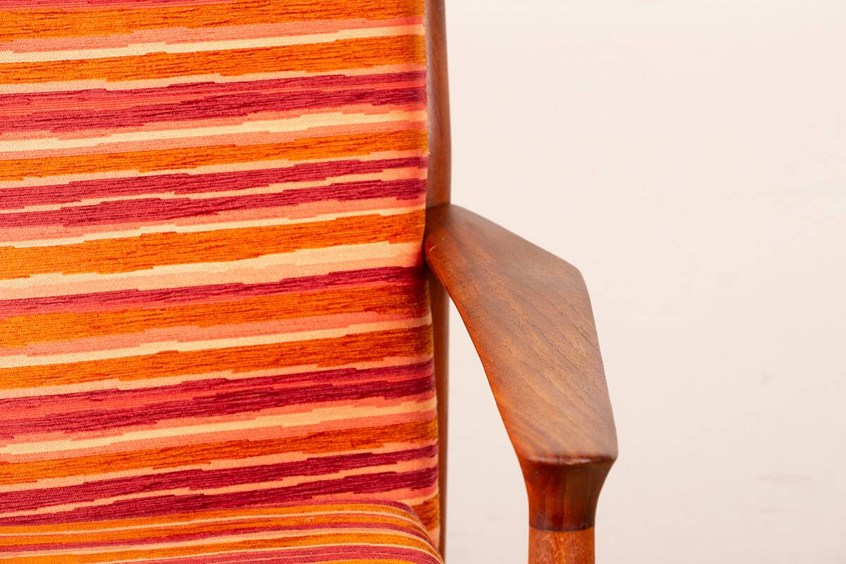 Pair of Danish armchairs in solid teak and fabric, Svend Aage Eriksen 1960.