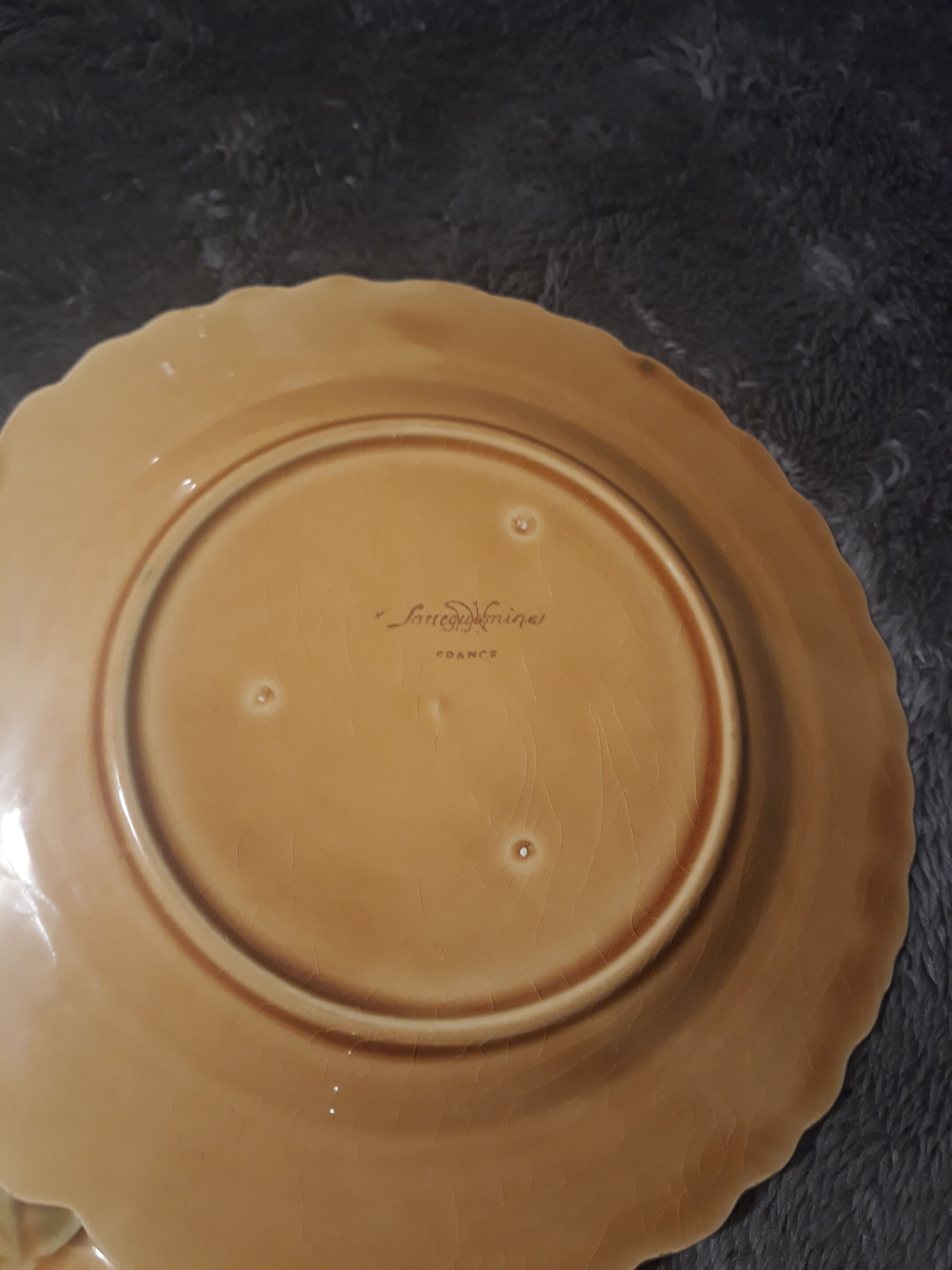 4 plates dessert decor fruits, satitle slurry of Sarreguemines, early twentieth century