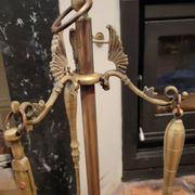 Fireplace tool set in gilded bronze