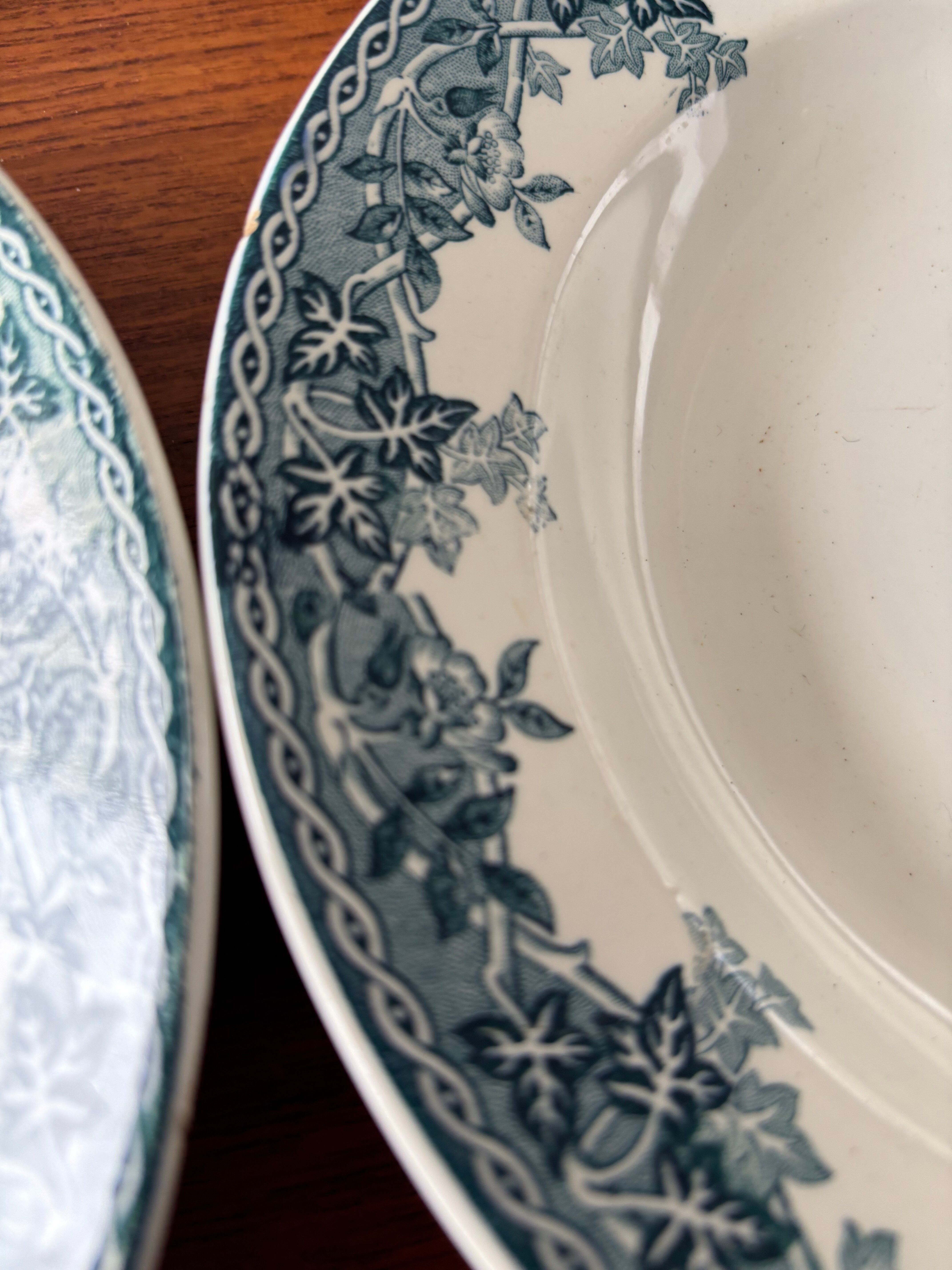 Set of 4 blue deep plates Terre de Fer Moulin des Loups summer