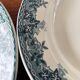 Set of 4 blue deep plates Terre de Fer Moulin des Loups summer