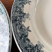 Set of 4 blue deep plates Terre de Fer Moulin des Loups summer