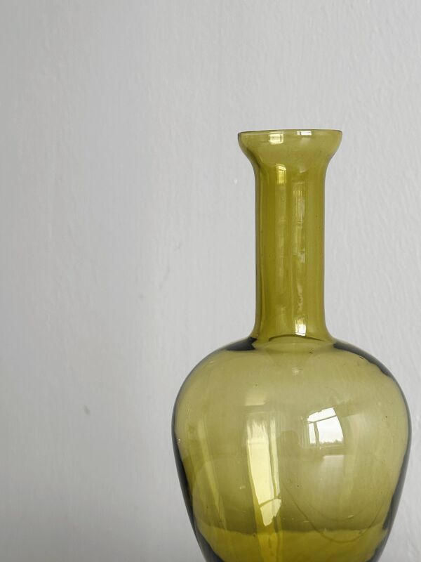 Vase soliflore vintage en verre jaune