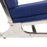 Pair of armchairs and pouf in chrome steel. 1970s, Valérian Rybar.