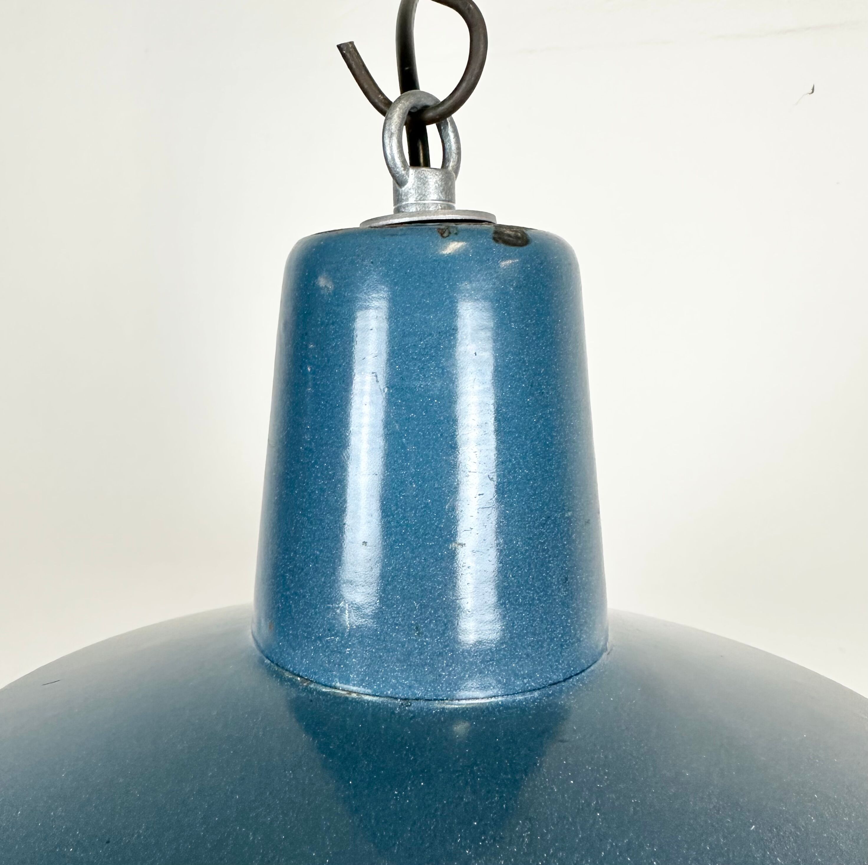 Industrial Blue Enamel Factory Pendant Lamp, 1960s