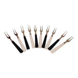 Set 10 cocktail forks 60s