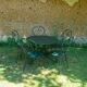 Salon de jardin fer forgé 1 table 2 fauteuils 3 chaises vert wagon