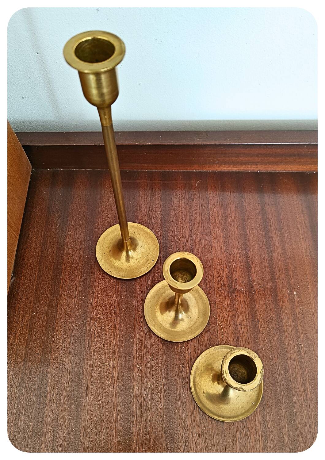 Bougeoirs vintage en laiton en forme de tulipe - lot de 3