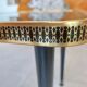 Japanese patterned coffee table, tapered legs and brass, vintage.