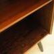 Danish mahogany veneered shelving unit on splayed legs, 1960s