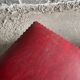 Set of 2 Brown-Beige Leather Poufs with Metal-Studded Seams — Low Vintage Ottomans