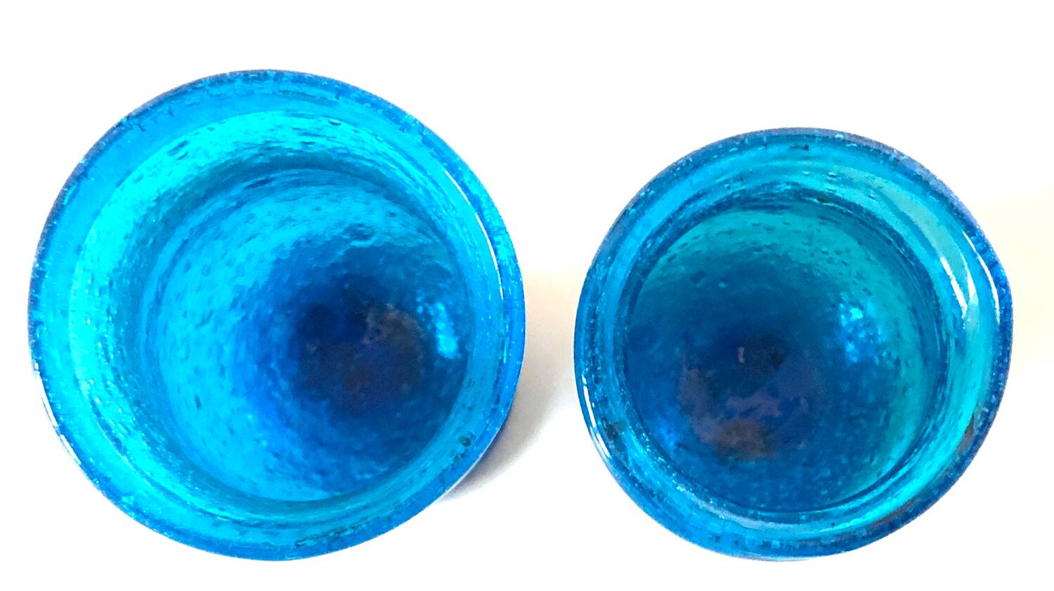 Blown Glass Blue Candle Holders
