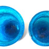 Blown Glass Blue Candle Holders