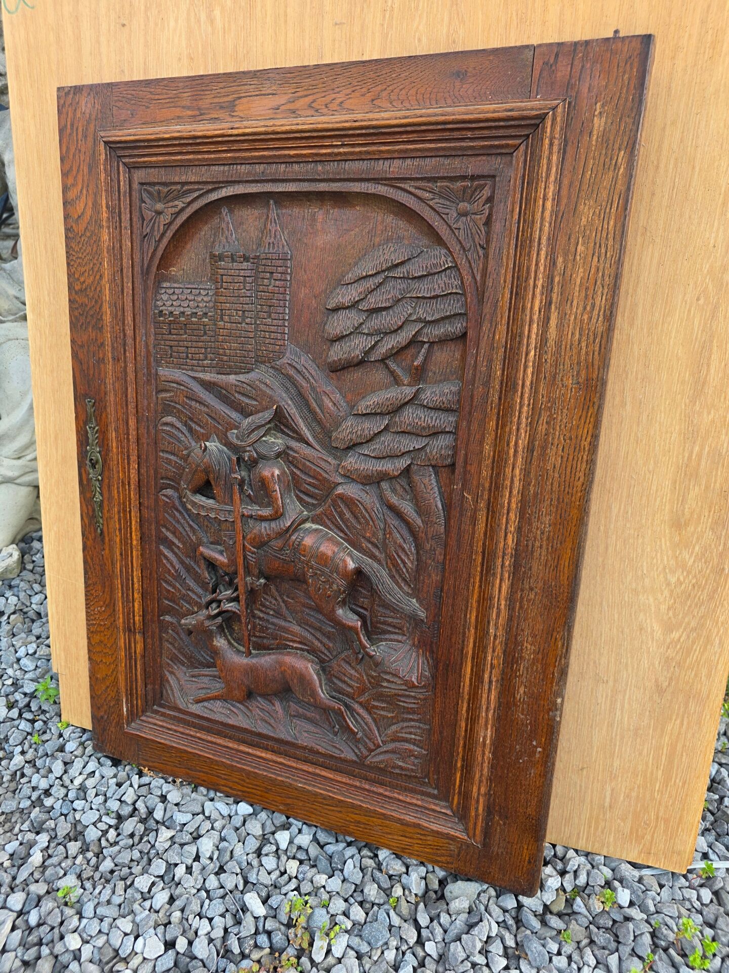 Carved oak solid wood door