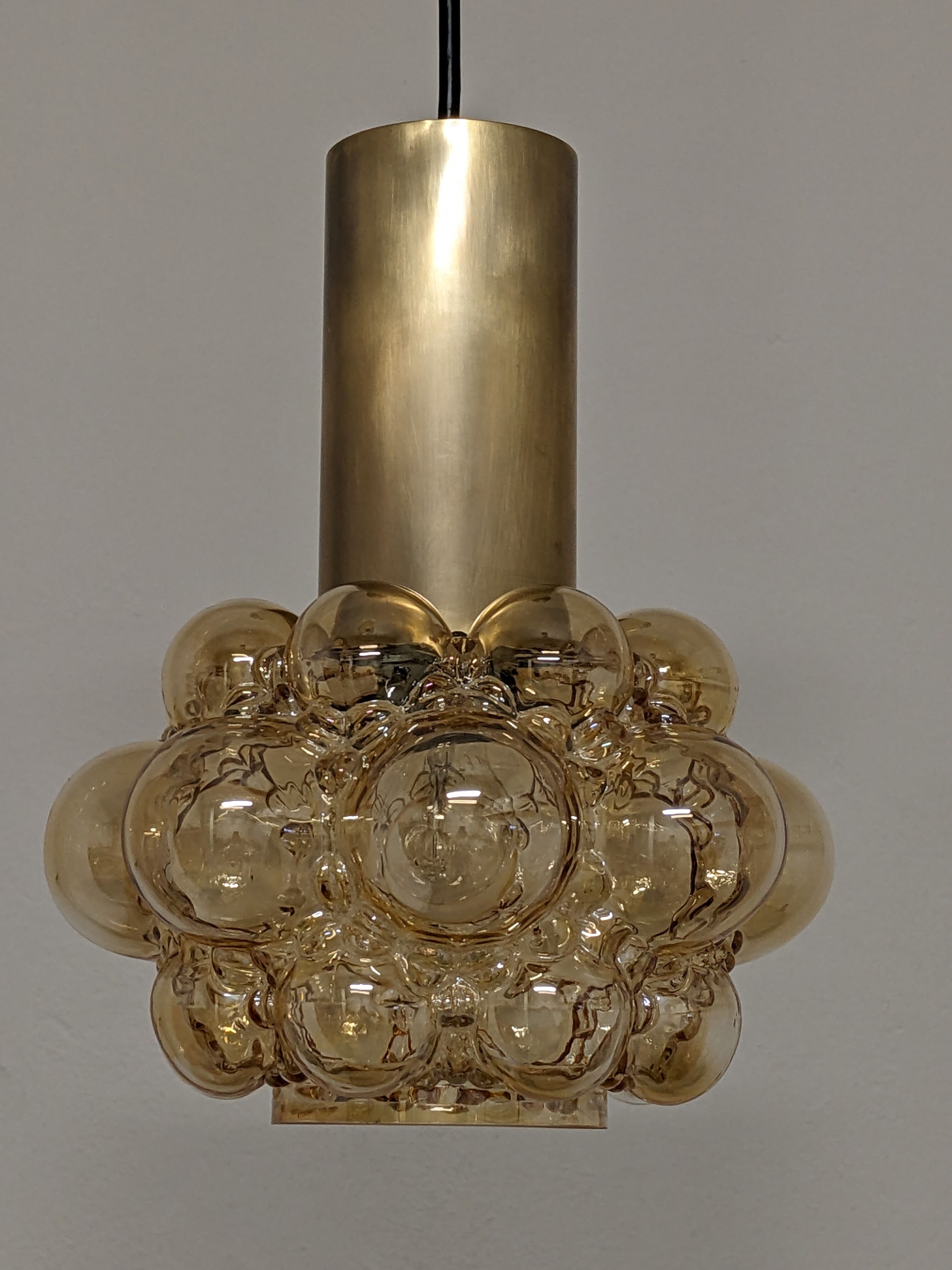 Amber bubble pendant lamp by Helena Tynell for Limburg 60s/70s