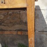 Raw wood farm table with drawer