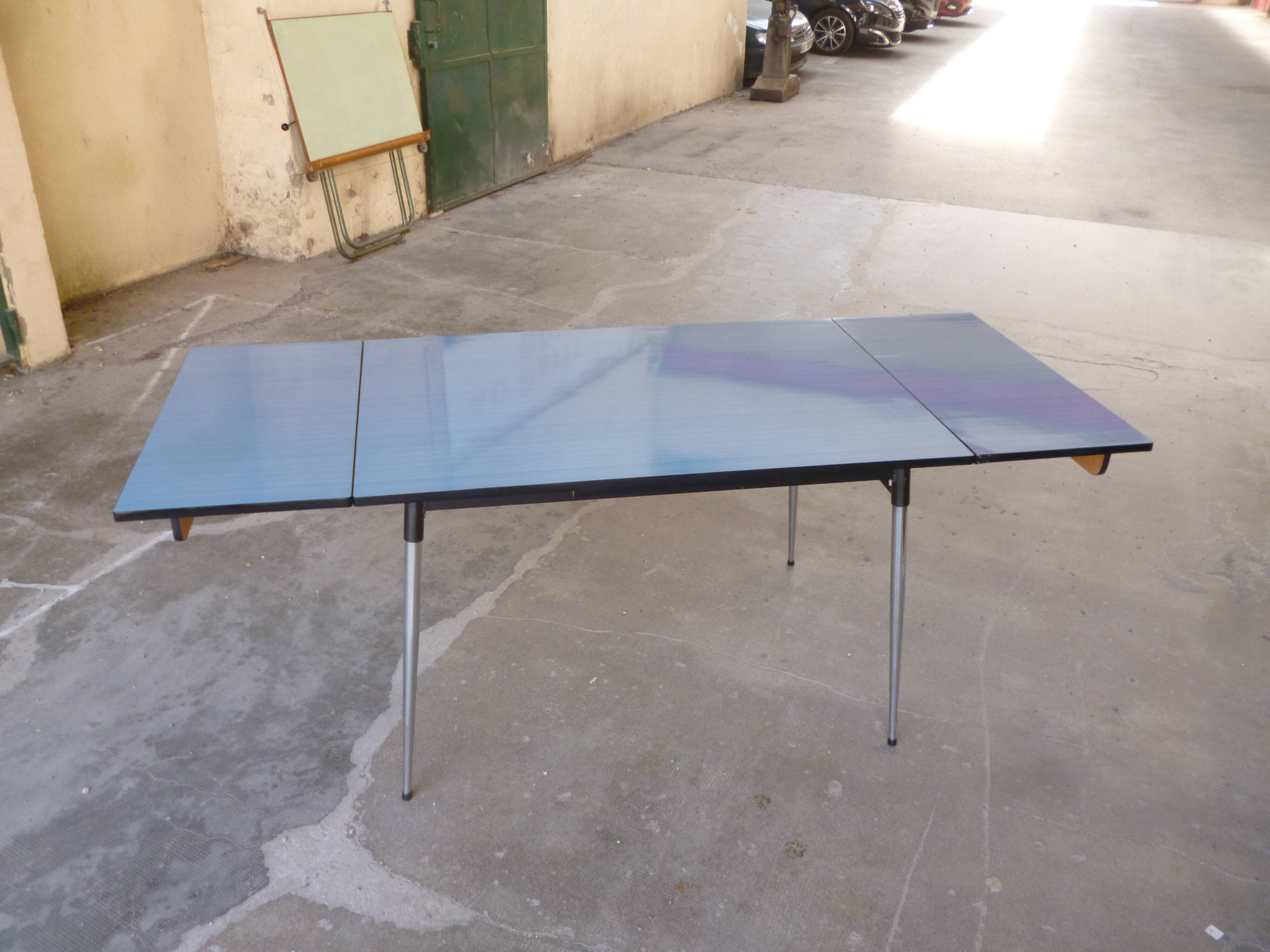 Blue formica table