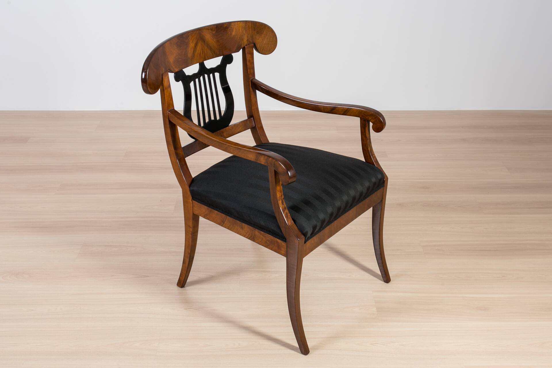 Pair of Biedermeier Armchairs, Germany, 19th Century, Walnut, French Polish
