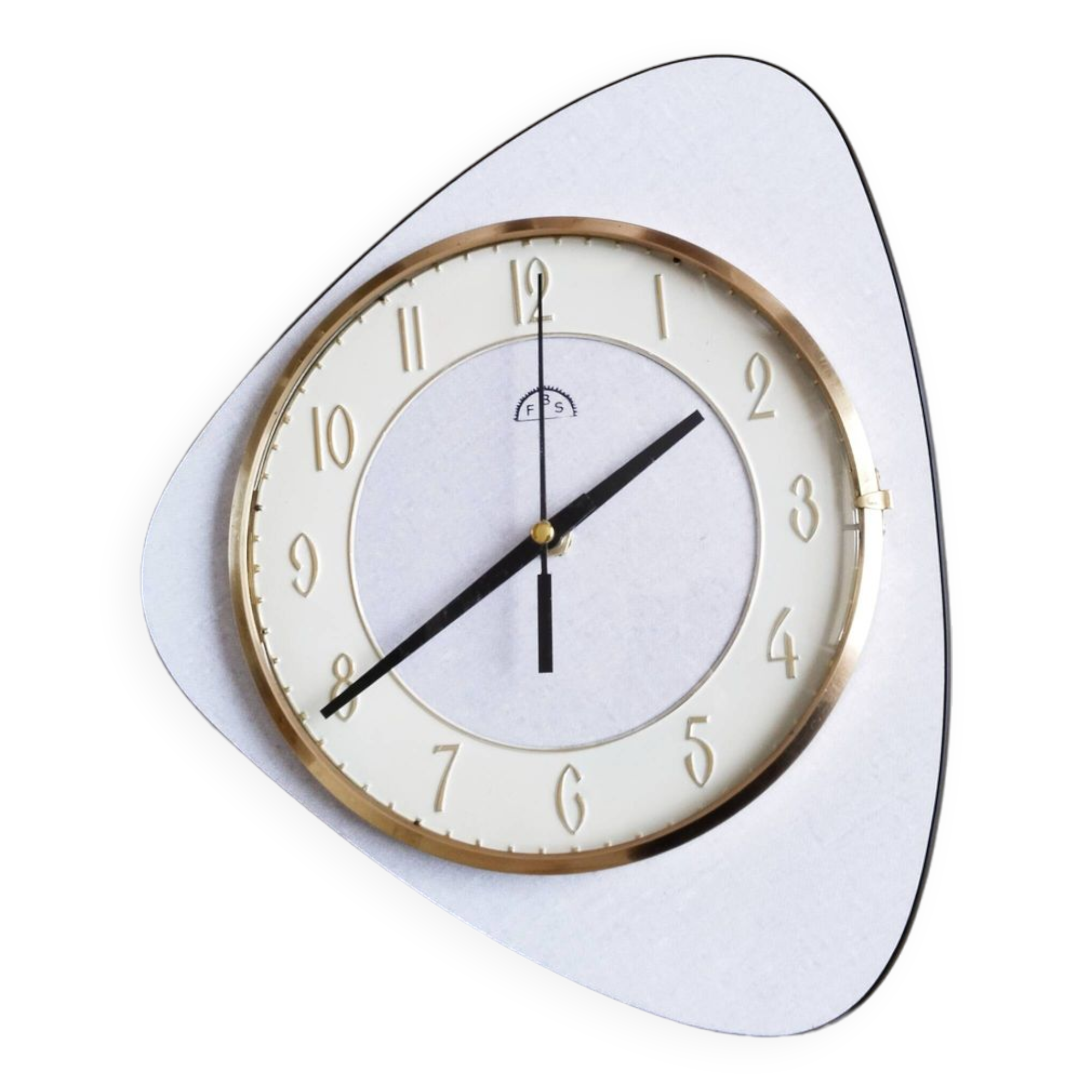 Pendulum, white formica clock, triangle shape, vintage, functional