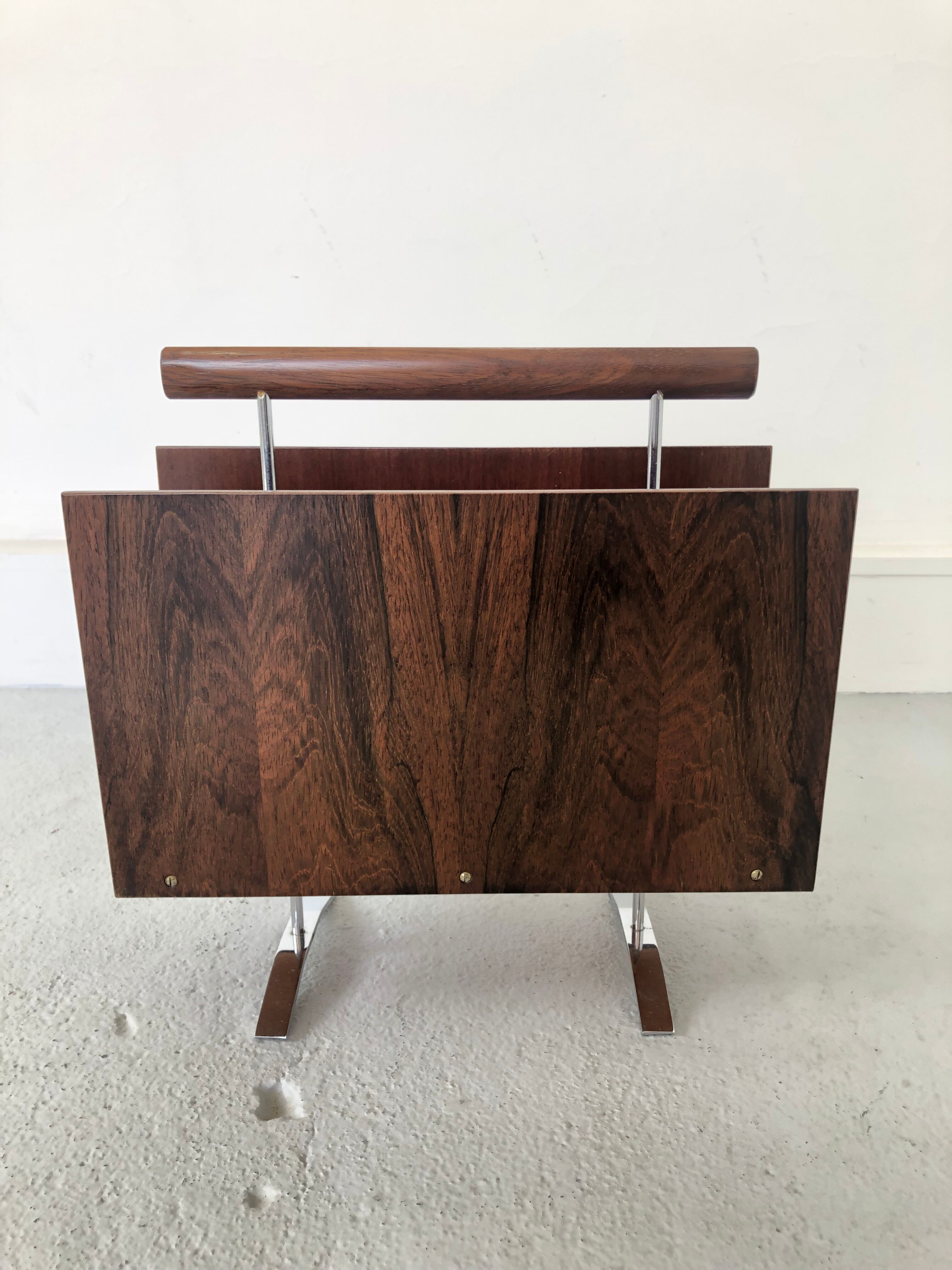 Vintage Magazine Rack in Wood, 1970s