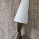 Lampe veilleuse diabolo teck laiton opaline Philips design scandinave