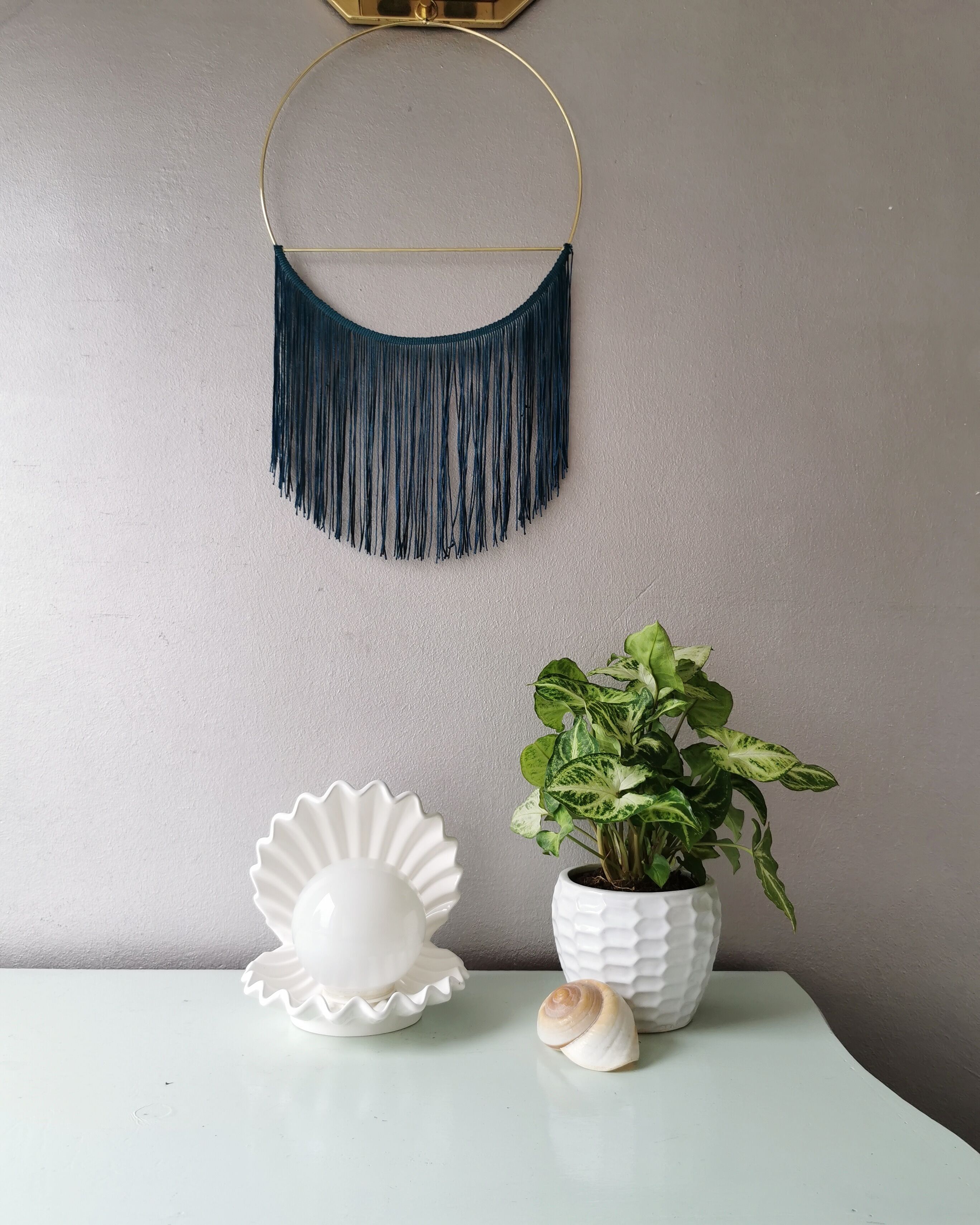 Huître de lampe de table en céramique de cru avec la perle, années quatre-vingt