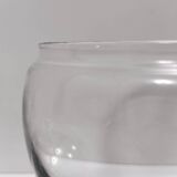 Postmodern Transparent Glass and Silver-Plated Metal Ice Bucket / Bowl, Italy