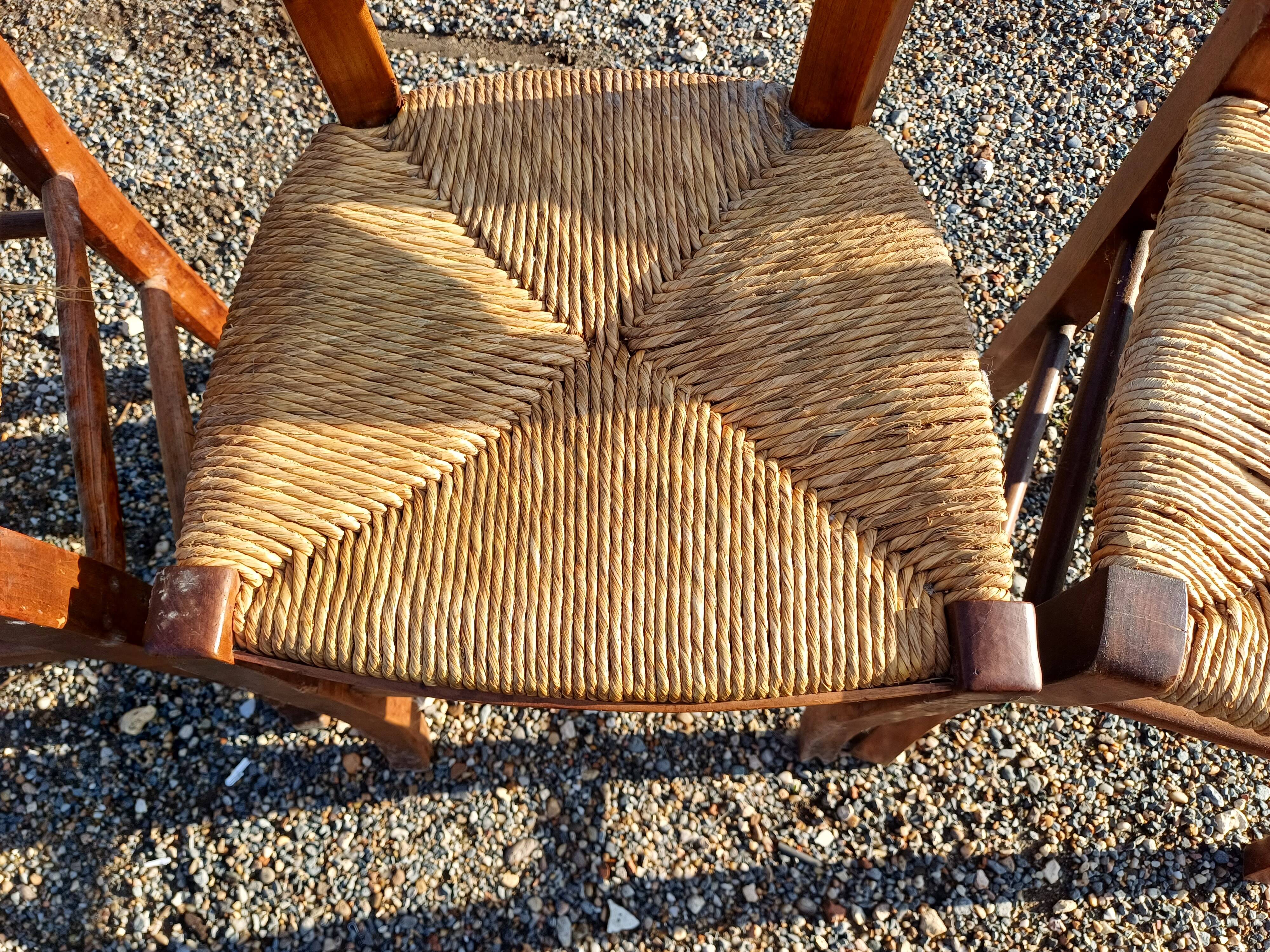 6 Old Straw Chairs