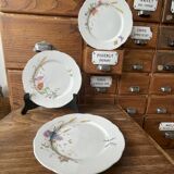 Lot de 3 assiettes plates anciennes Longchamp en terre de fer