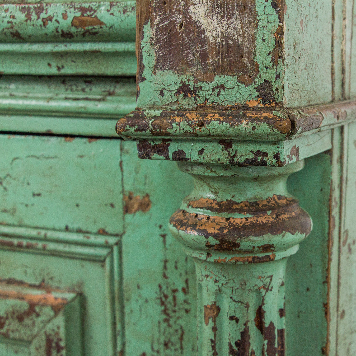 Green French antique cabinet