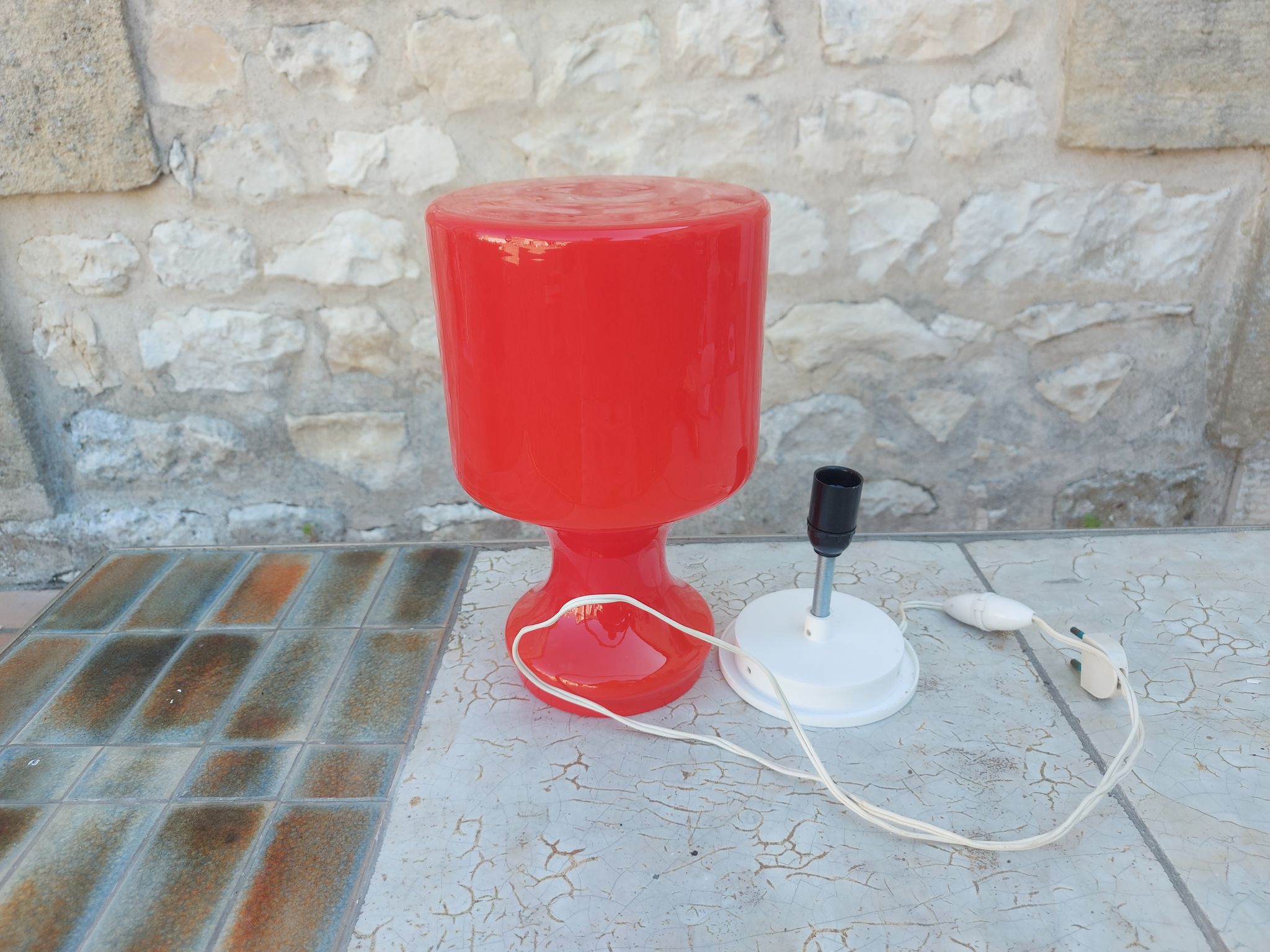Vintage red opaline lamp from the 70'S