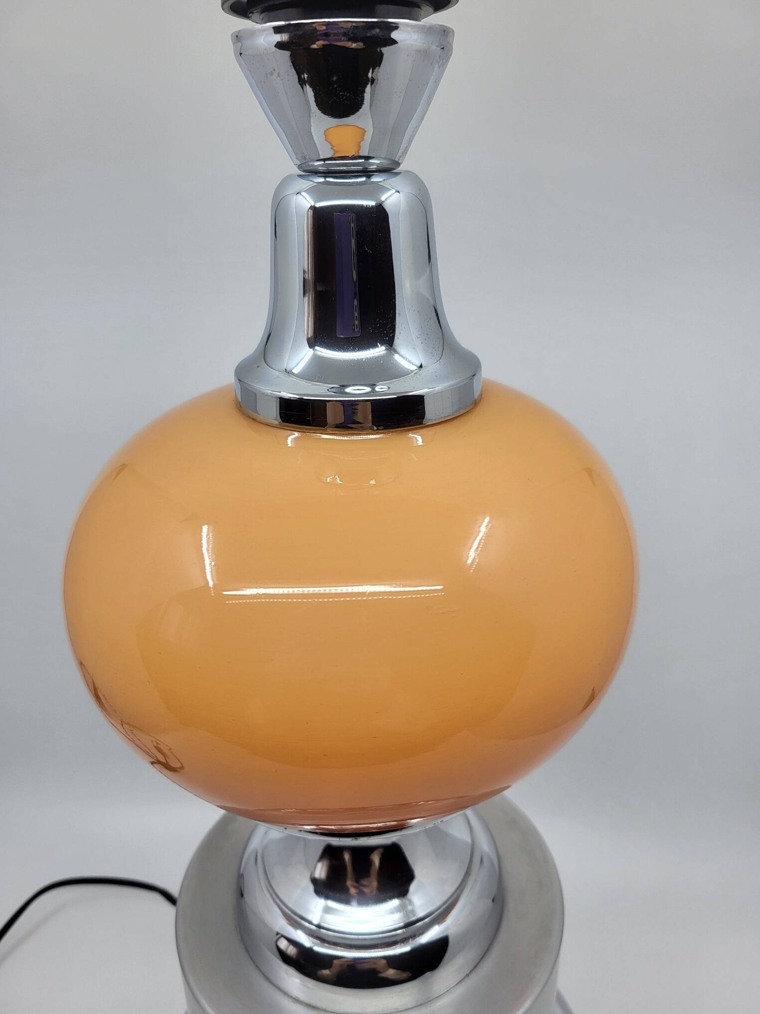 Diderot Delmas lamp in orange opaline with chrome base France 1970 Vintage