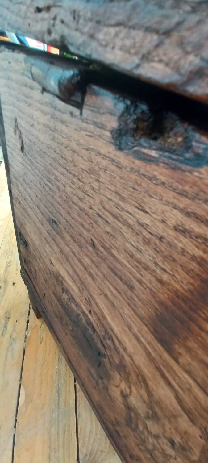 Old Gothic chest 17th century solid oak