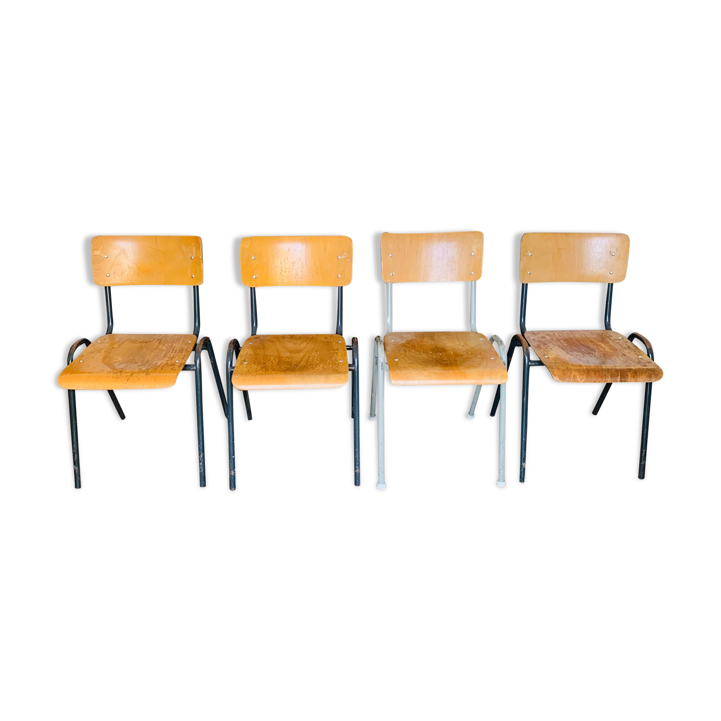 Lot de 4 chaises bois et métal