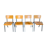 Set of 4 wood and metal chairs