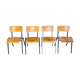 Lot de 4 chaises bois et métal