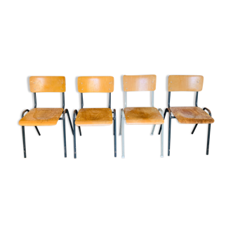 Lot de 4 chaises bois et métal