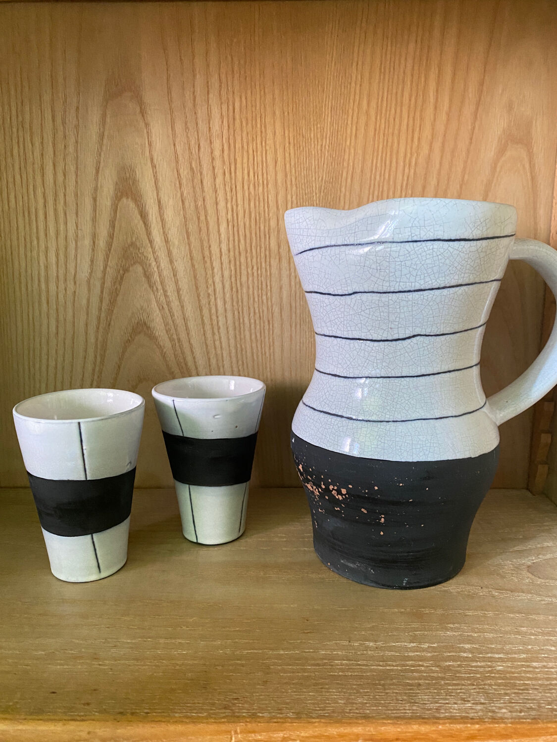 Pitcher and 2 Jacques Innocenti cups
