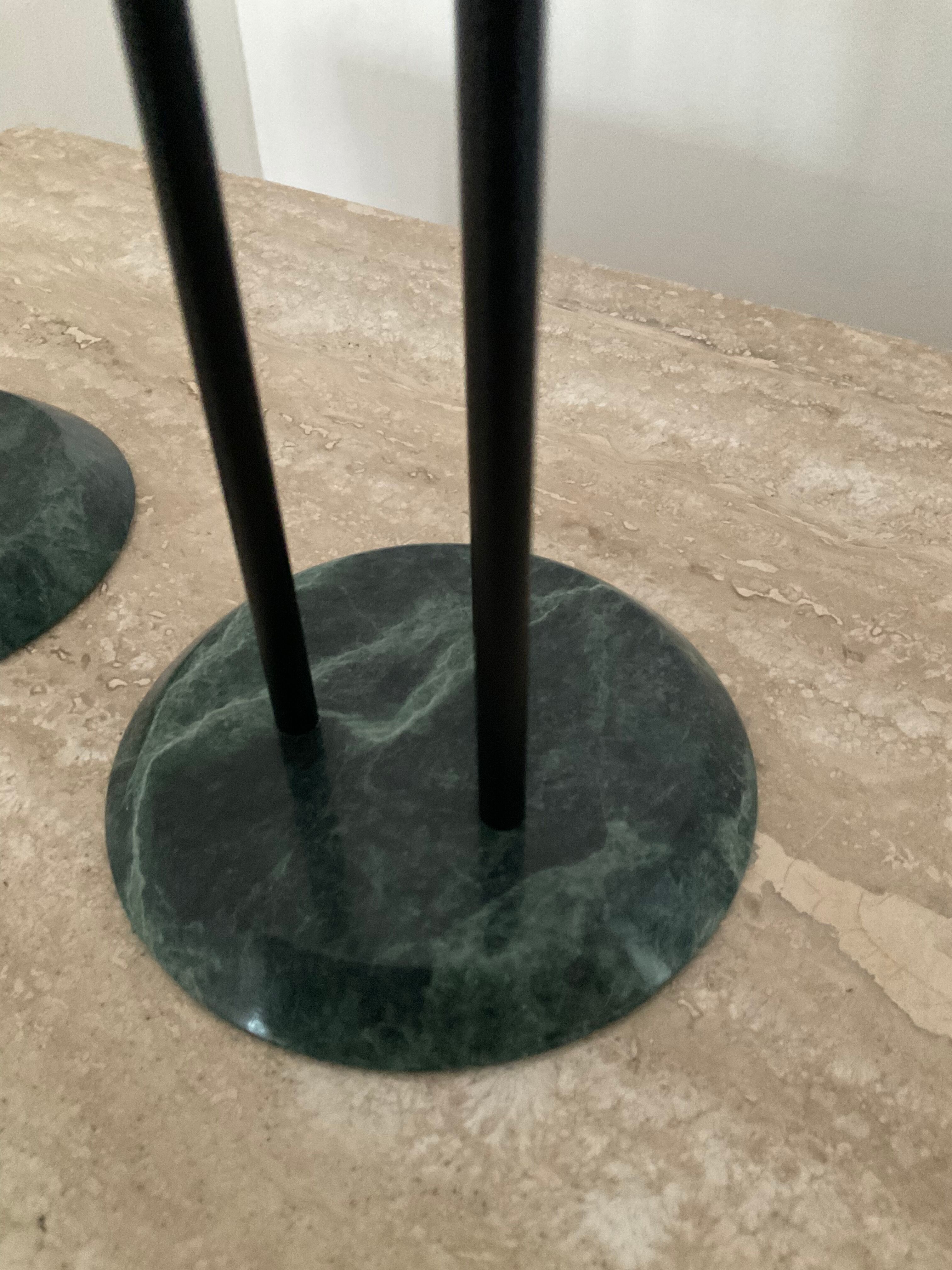 Duo of vintage candle holders in marble and plexiglass 70s-80s