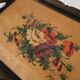 Serving tray with floral watercolor signed