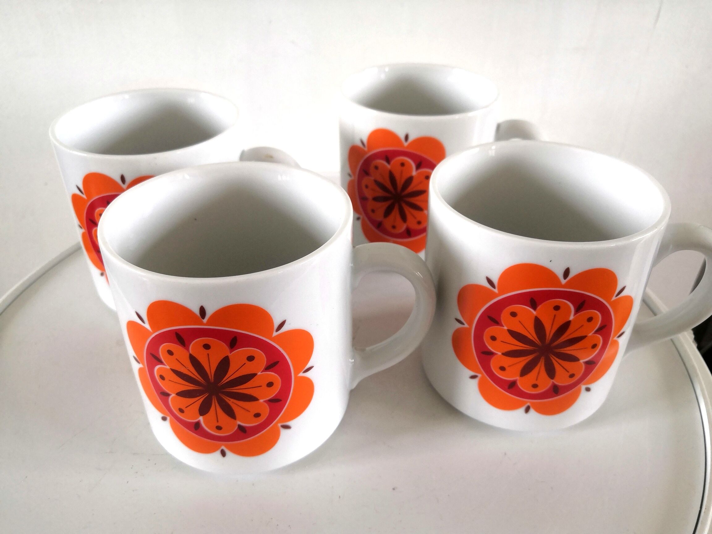4 mugs Bareuther Waldsassen Bavaria design 70s