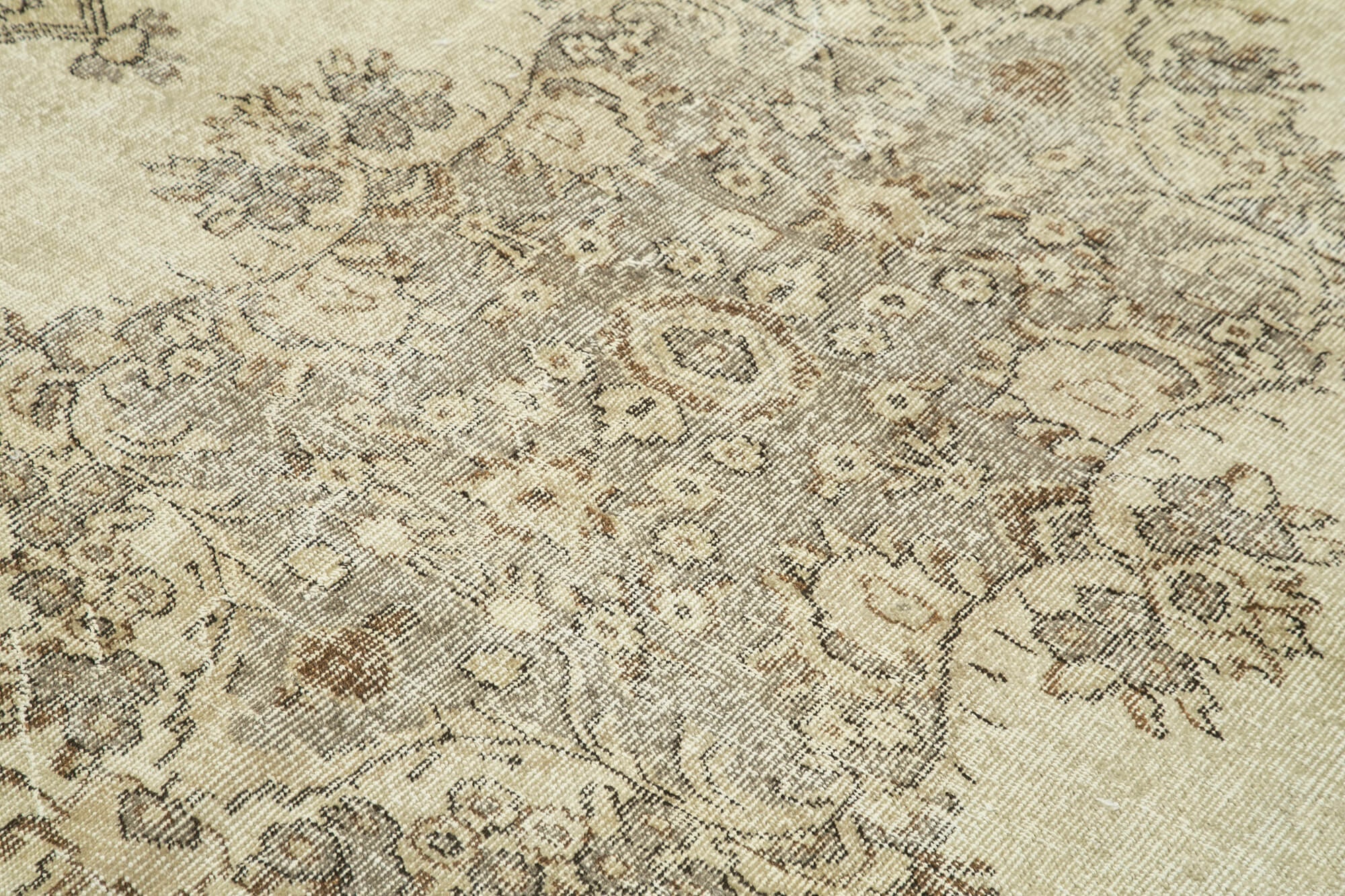 Handwoven antique anatolian beige carpet 192 cm x 274 cm