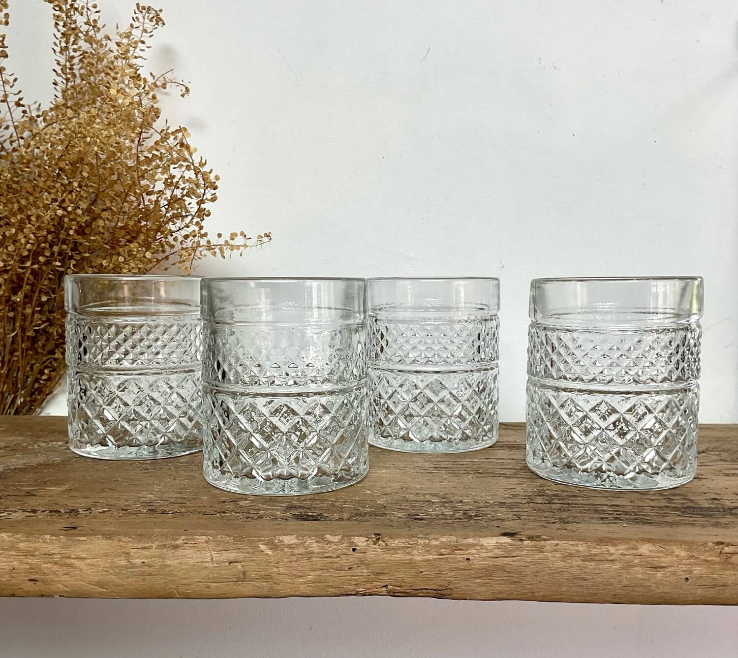 4 vintage whiskey glasses
