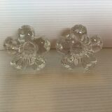 Pair of glass flower candle holders